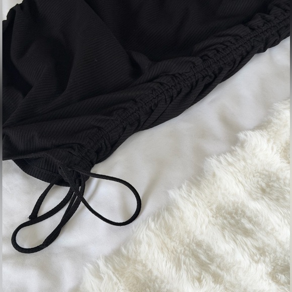Black Ruched Mini Dress - Picture 2 of 3